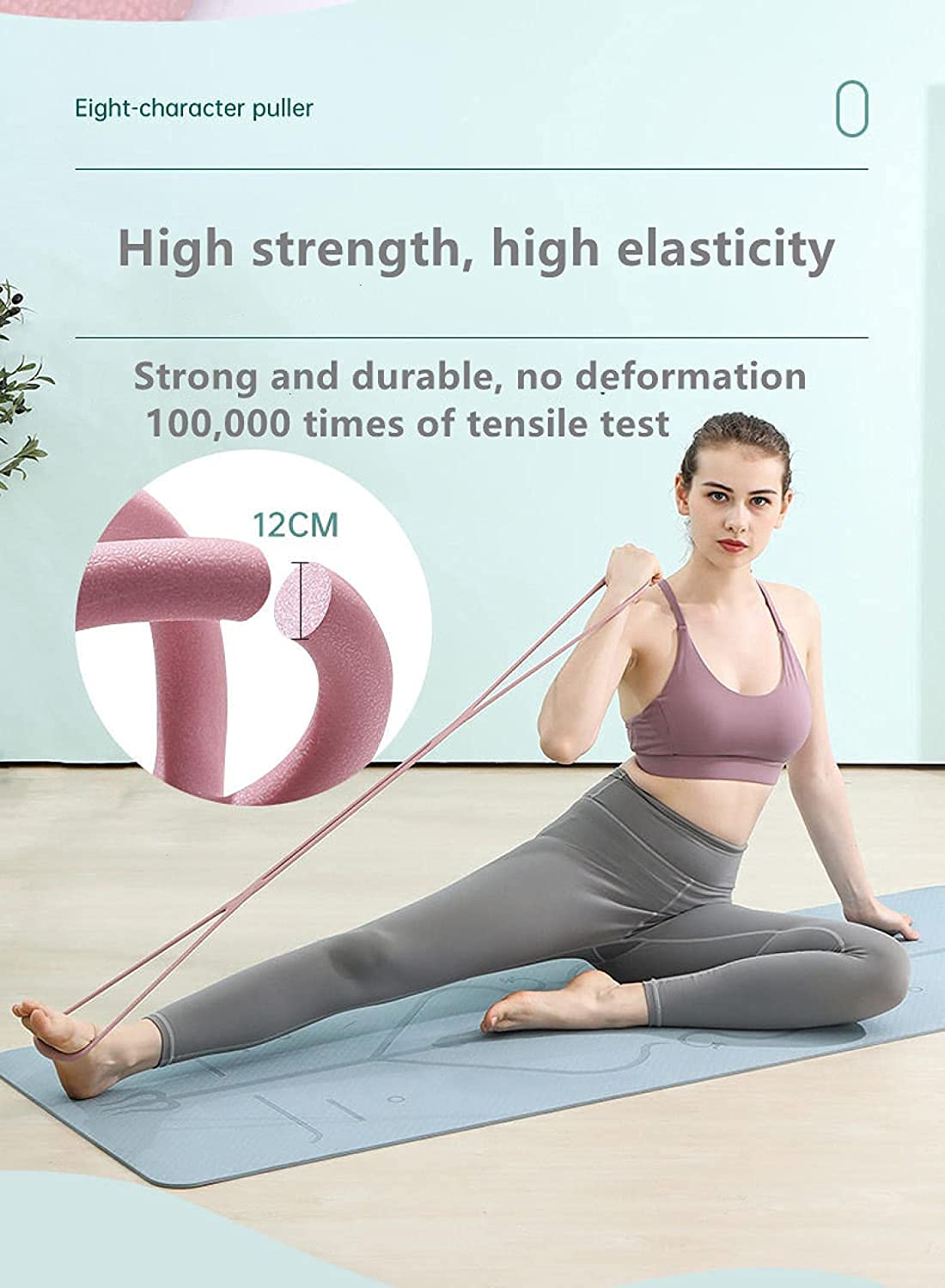Figure 8 Stretch Resistance Band, Portable Elastic Fitness Pulling Rope Chest Expander, Arm Back Shoulder Training Stretch Bands for Strength Muscle Yoga Pilates Stretching Physical Therapy (Pink)