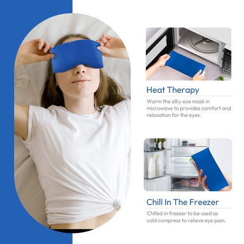 Lavender Eye Pillows for Relaxation, Yoga Eye Pillow for Meditation, Microwavable Weighted Eye Pillow for Yoga, Moist Heat & Cold Eye Compress with Aromatherapy (Blue) - 2 Pack