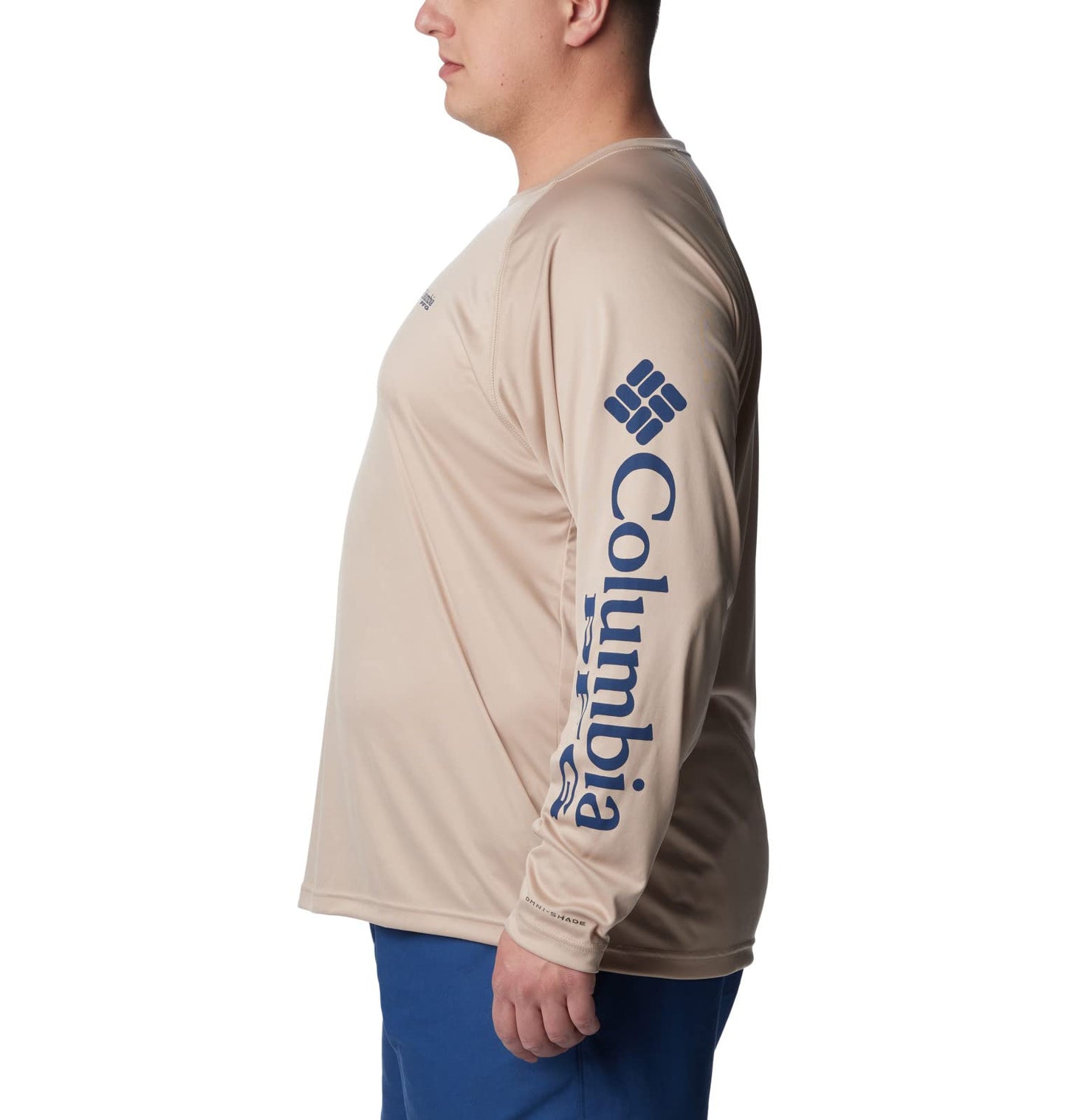 Columbia Men's Terminal Tackle Long Sleeve Shirt, Ancient Fossil/Carbon Logo, 6X Big