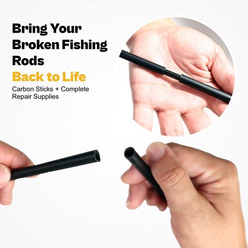 Fishing Rod Repair Kit Complete,Full Supplies with Glue for Broken Fishing Pole and Tip Repair with Carbon Fiber Sticks,Tips and Rod Building Epoxy Resin Finish
