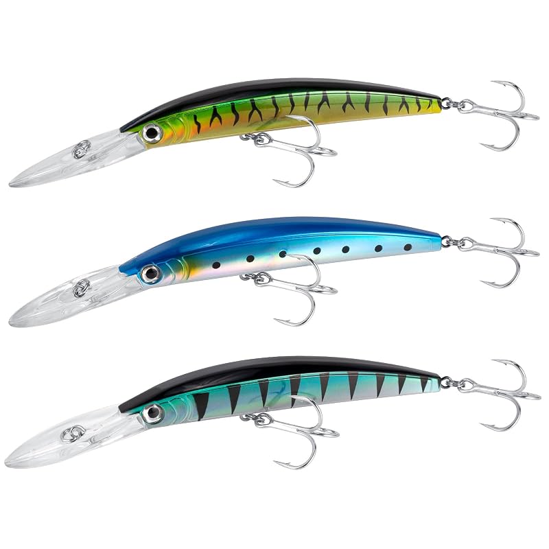 Dr.Fish 3 Pack Deep Diving Minnow Jerkbait Lures - 13ft, Clown Color, Saltwater & Freshwater