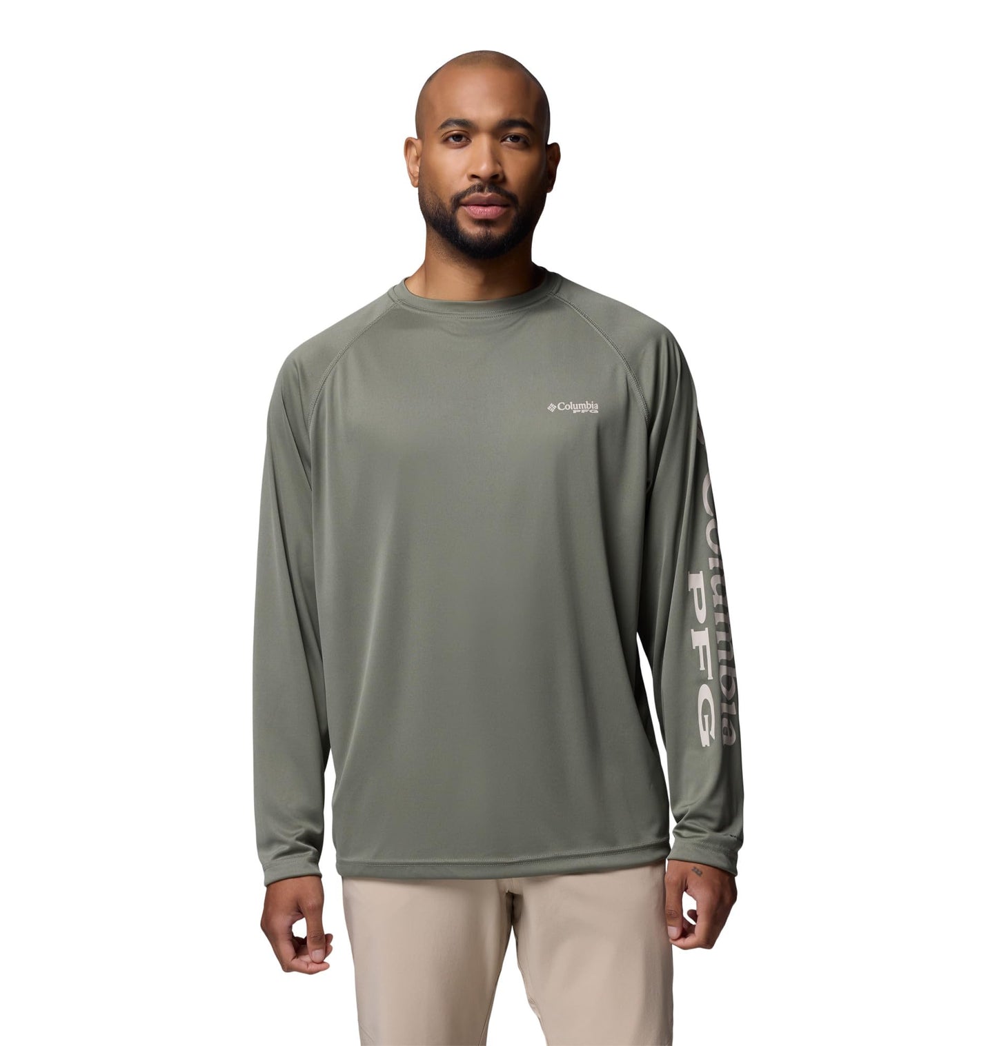 Columbia Men's PFG Terminal Tackle Long Sleeve Fishing Shirt, Cypress/Dark Stone Logo, 6X