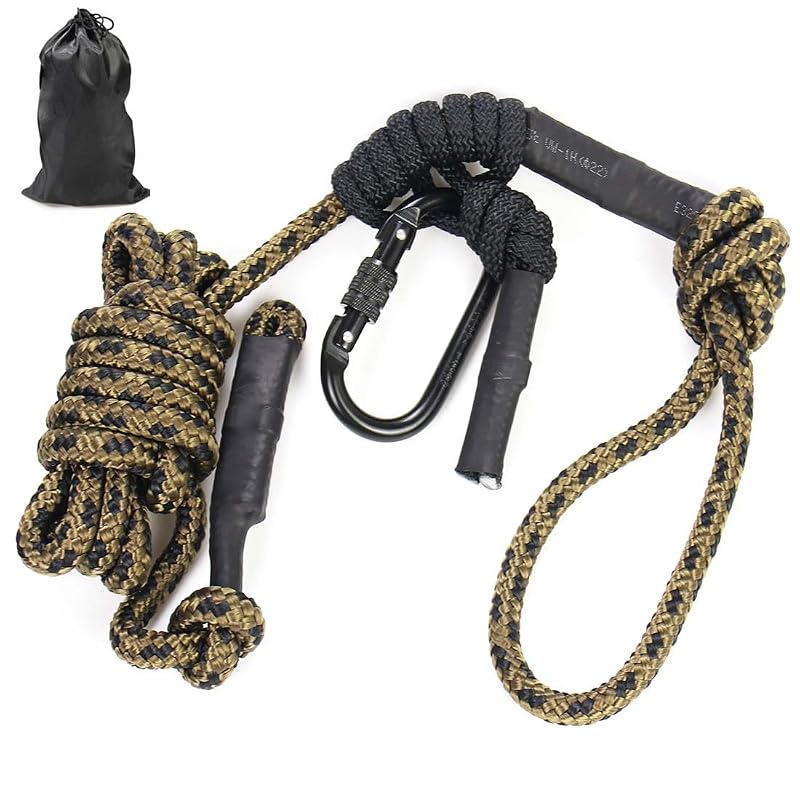 Lineman's Hunting Rope Safety Lifeline 9 ft Tree Stand Gear, Brown/Black+1