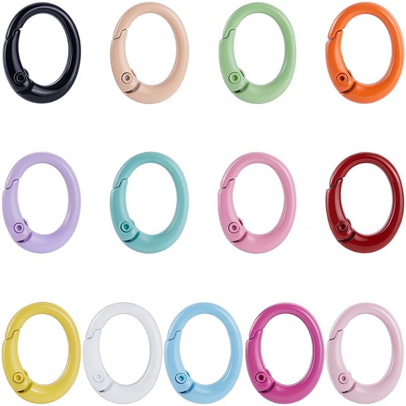 Oval Spring Gate Ring Clips 26Pcs - 13 Colors Colorful Keychain Clips for Bags, Key Rings, DIY Crafts (Variation: Oval)