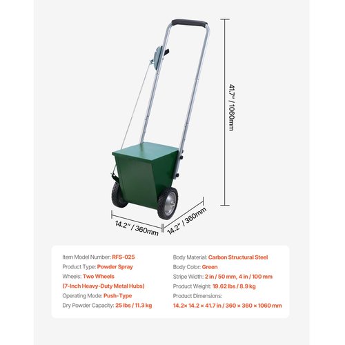 Happybuy Dry Line Marker, 2-Wheel, 2 or 4 in Lines, Adjustable Chalker, with Rubber Handle, 25 lbs Capacity, for Baseball & Softball Infield, Green