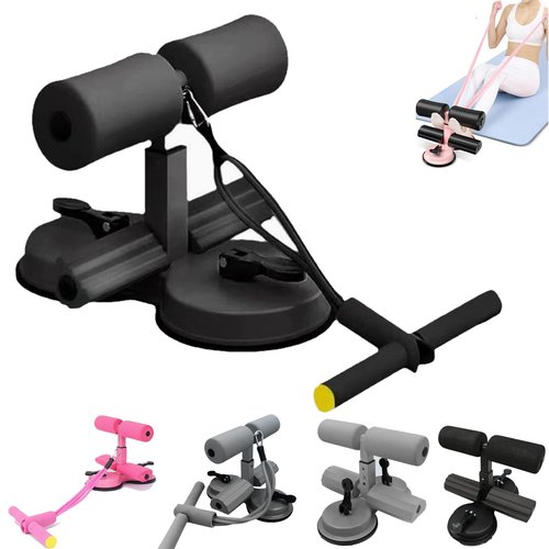 Ab Training Auxiliary Device, Double Suction Cup Adjustable Home Sit-Up Exercise Equipment, Multi-functional Fitness Equipment for Home & Gym (double suction cup + double rod + tension rope(black))