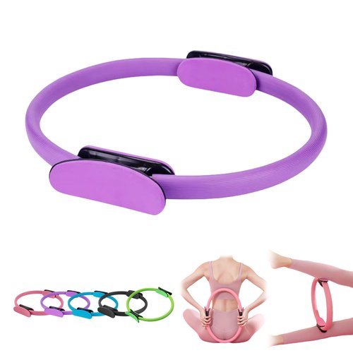 ONUNWU Pilates Ring Fitness Trainer, Pilates Ring Magic with Double Padded Handles,Pilates Ring Fitness Circle 14.96" Yoga Rings Magic Circle for Toning Arms,Legs Men and Women (Purple)