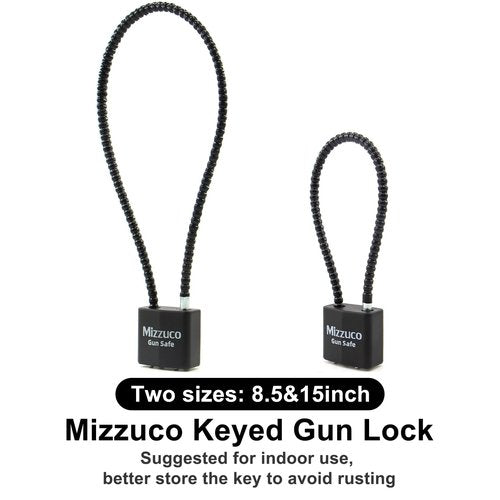 Mizzuco Cable Gun Locks with Keys Simple Operation 15" Compatible with Pistols, Handguns, Rifles, and Shotguns, Home and Storage for Firearm Locking and Safety 3PCS