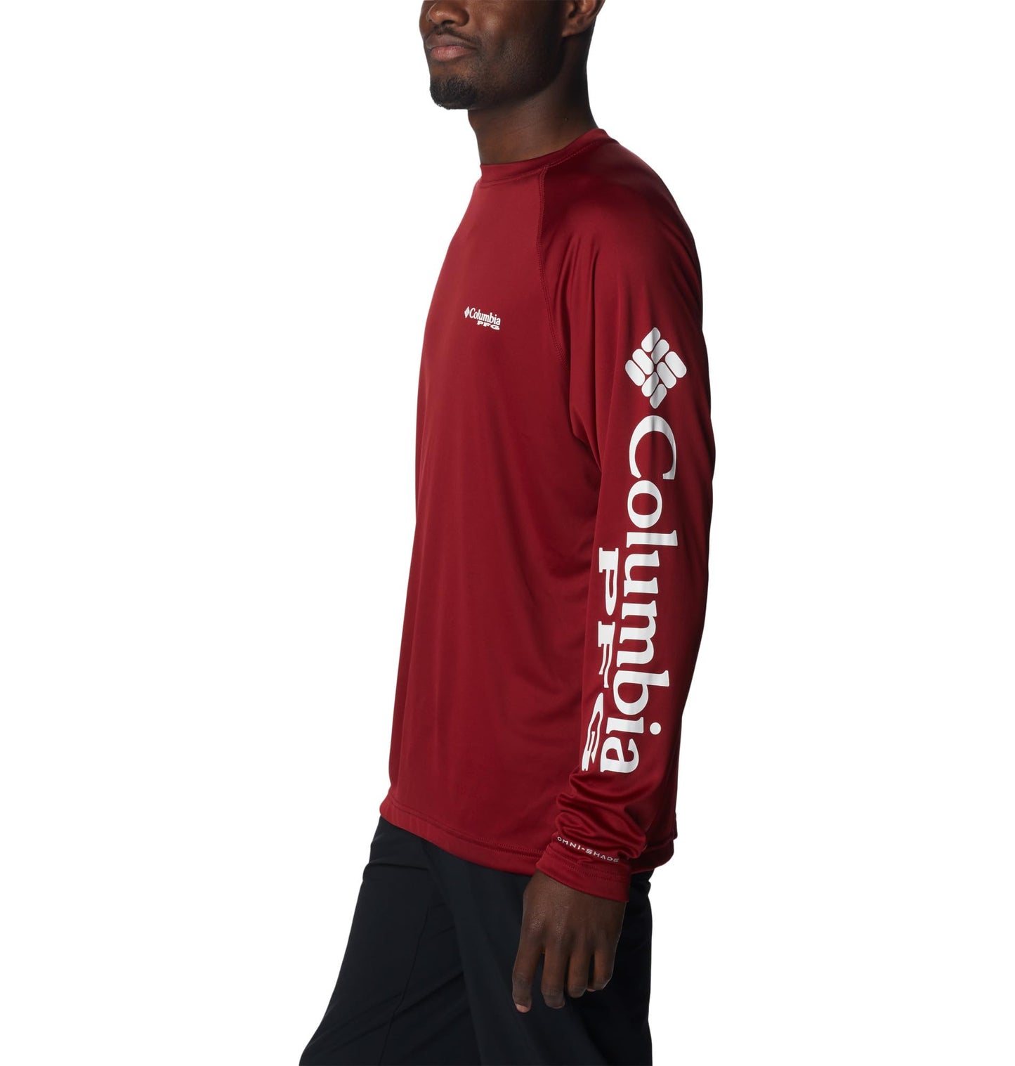 Columbia Men's PFG Terminal Tackle Long Sleeve Fishing Shirt, Beet/White Logo, Large Tall