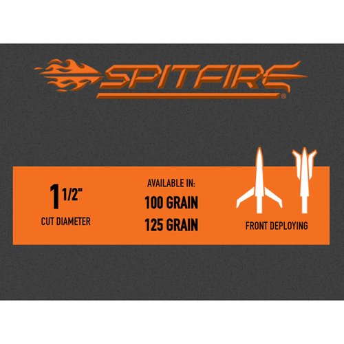 New Archery Products Spitfire Mechanical Broadhead 1 1/2' Cut Diameter 100 Grain Front Deploying 3 Pack Black