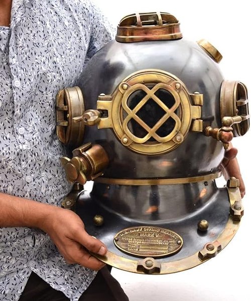 Handmade Nautical Diving Helmet Divers Royal Navy Diving Helmet Black Finish Perfect Nautical Gift for Him ~ Gift Item (Diving Helmet, 12 Inches)