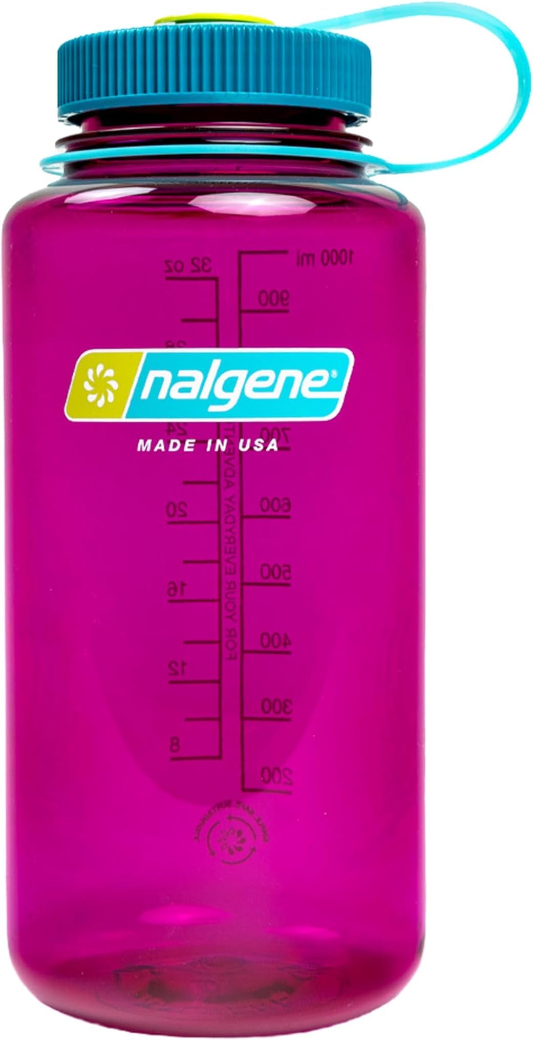 Nalgene Wide Mouth Water Bottle | BPA-Free, Durable & Leak Proof, Lightweight Bottle for Hiking & Gym, Work & Travel, Eggplant, 32 Ounces (Pack of 6)