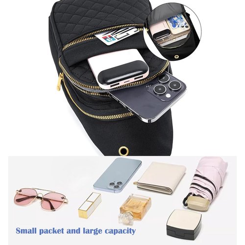 Crossbody Small Sling Backpack Crossbody Sling Bag, Chest Bag Daypack Fanny Pack Cross Body Bag for Outdoors Hiking Traveling (Black)