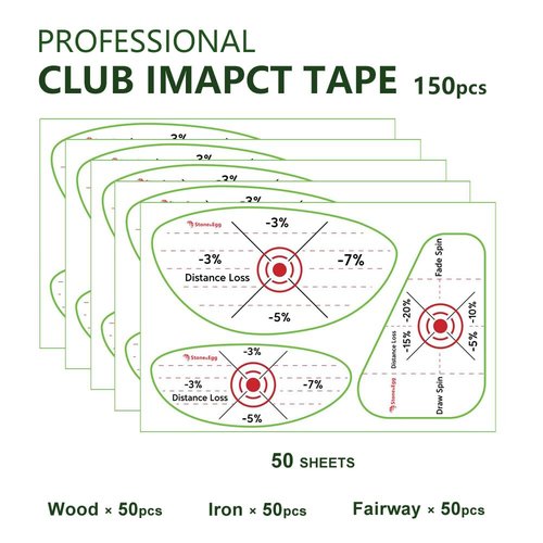 Golf Impact Tape, Self-Teaching Sweet Spot and Consistency Analysis, Golf Club Impact Stickers for Iron, Wood & Fairway Clubs, Non-Residue, Swing Training Aid Impact Labels