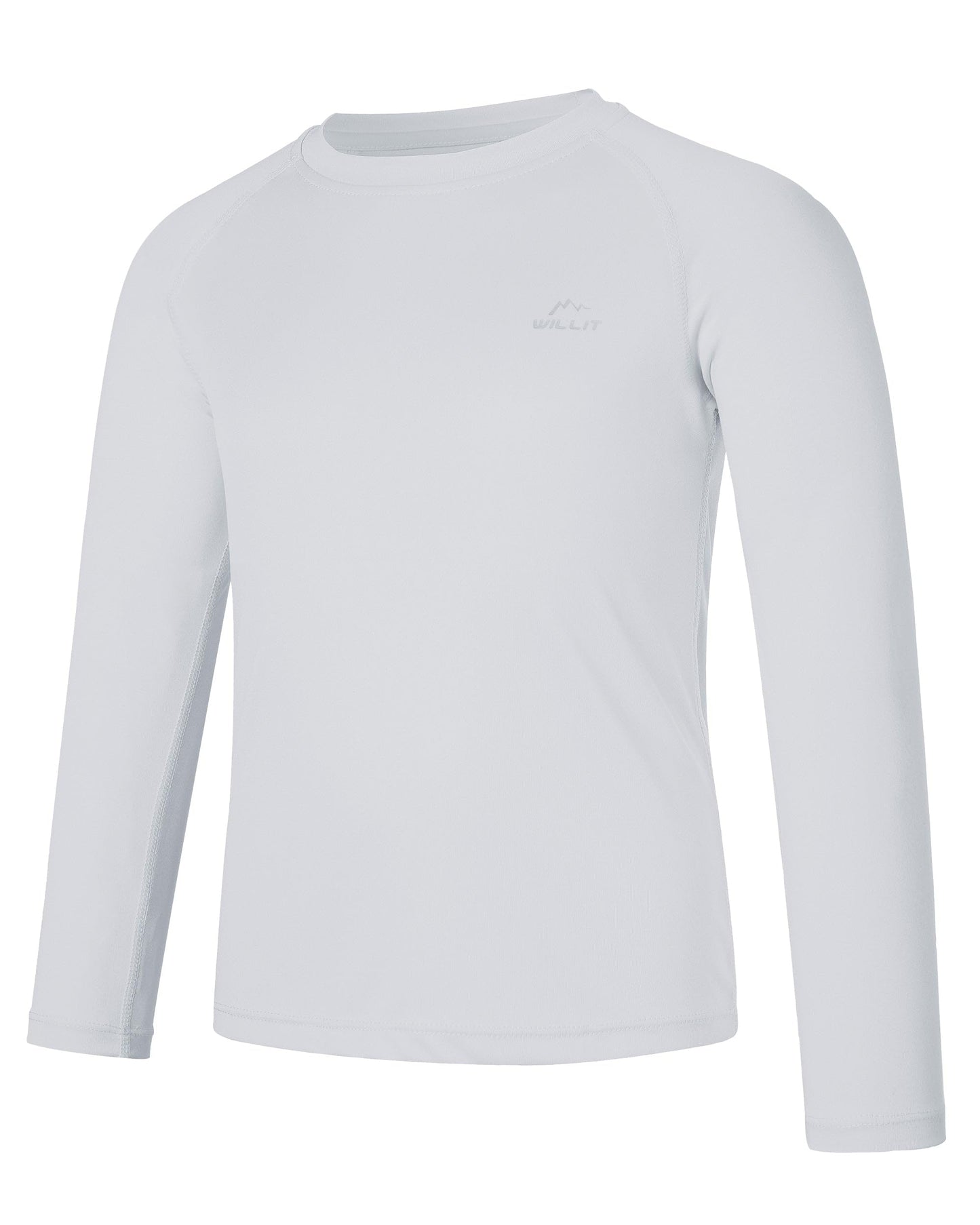 Willit Boy's UPF 50+ Sun Protection Shirt Long Sleeve Rash Guard Swim Shirts Youth SPF Fishing Quick Dry Shirt White L