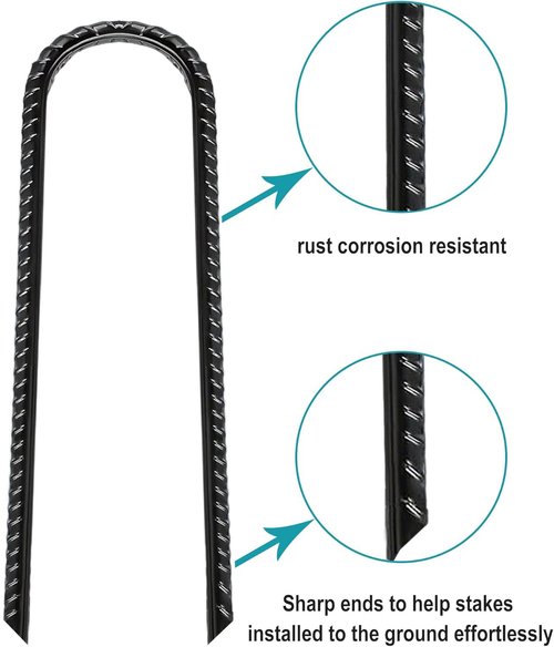 Eurmax USA Ground Anchors, Heavy Duty Ground Stakes, Trampoline Stakes, Tent Stakes Anchor Kit for High Wind, 12” Galvanized Steel Rebar Stakes, Metal Stakes, Trampoline Accessories,Pack of 8(Black)