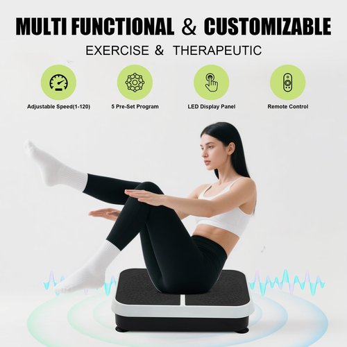 Homesy Vibration Plate Exercise Machine, Vibrating Plate for Lymphatic Drainage, Full Body Shaking Workout Fitness Platform Board, Sport Gym Equipment for Weight Loss Fat Burner for Women Men, Black