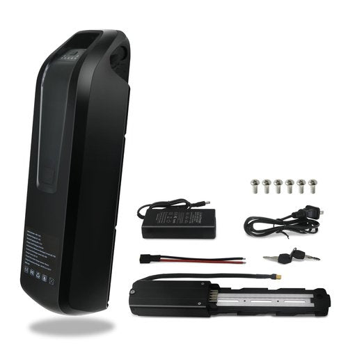 36V 48V Ebike Battery 11Ah 17Ah Electric Bike Battery with 2A Fast Charger 30A BMS for 0-1400W Motor, USB Output, Safe Lock, Led Indicator Light, with Base and Charger (48V 11AH)