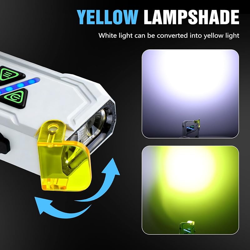 EDC Flat Rechargeable Flashlight with UV & RGB, Dual Switch, Magnetic Clip – White (Variation: RGB White+1+Compact)