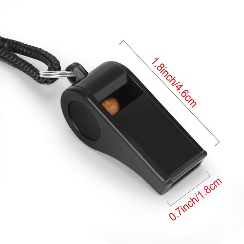 Fya Whistle, Plastic Whistle with Lanyard, Loud Clear Black Whistles Bulk Great for Coaches, Referees, and Officials