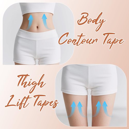 DANHMAO 100 Pcs Thigh Lift Tape Tape for Women Waterproof Tummy Lifting Body Tape Elastic Anti Chafing Friction Adhesive Strips Skin Lifting Inner Thigh Loose Skin Smooth Cellulite