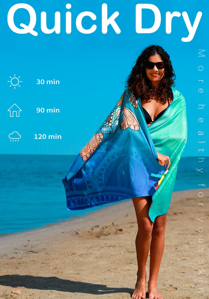 Widdonen Microfiber Lightweight Thin Beach Towel Sand Free Quick Dry Absorbent Compact Towels for Swimming Pool Camping Beach Accessories Large Easy Pack Travel Things for Vacation Essentials Gift