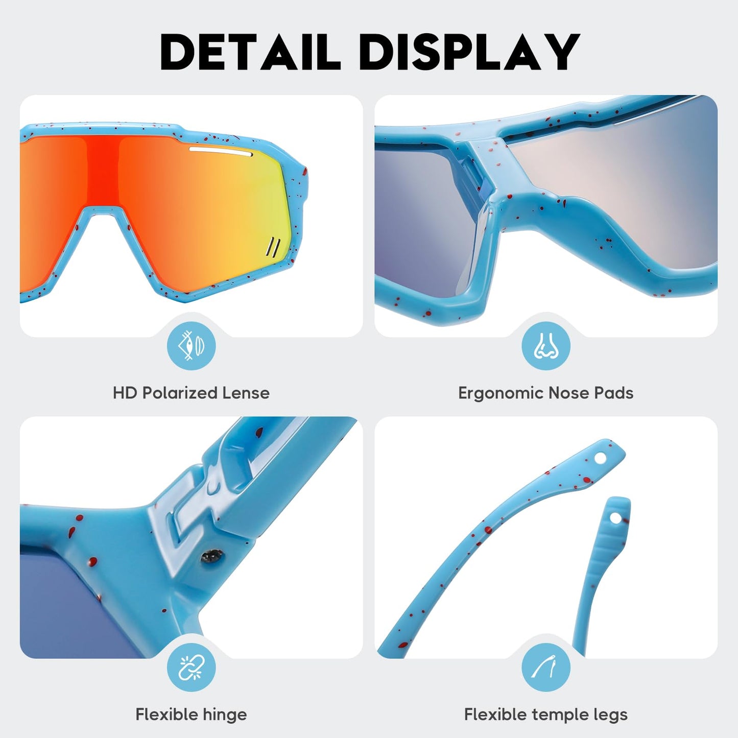 RSQQAV Kids Youth Sports Sunglasses for 3-12 Girls Boys UV400 for Baseball and Biking Tennis other Outdoor Goggles