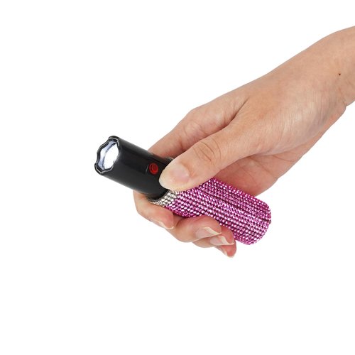 Lipstick Stun Guns Self-Defense with LED Flashlight,Covered in Diamonds,Rechargeable Mini Stun Gun with Keychain for Woman,Essential for Personal Self-Protection