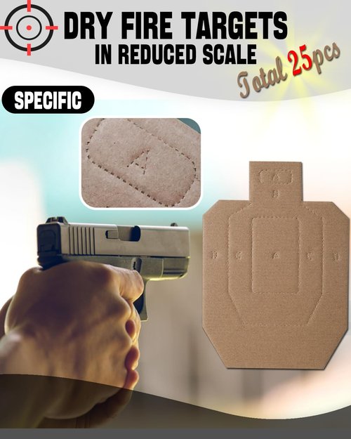 Zivosely 5 Set 25 Pcs Dry Fire Targets Cardboards in Reduced Scale, Cardboard Targets for Shooting Silhouette Simulation Style, Competition Torso Target Shooting Range Practice