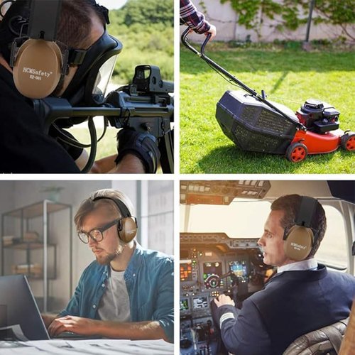 HCMSafety Professional Noise-Cancelling Earmuffs, 22dB Noise Reduction, Portable Foldable Design,Lighter Weight Noise Reduction Earmuffs,Easy to store and carry