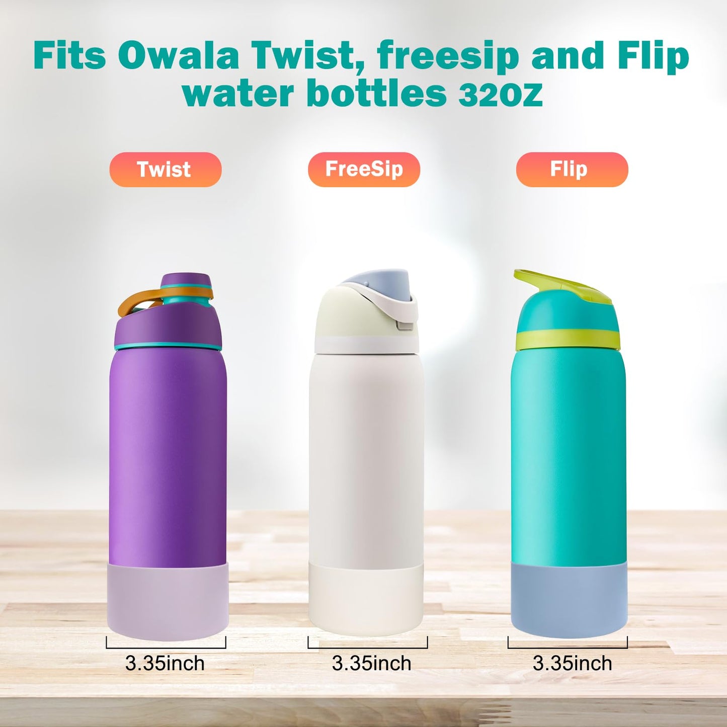 WK IEASON 2Pcs Silicone Boot for Owala Water Bottle, Protective Flask Bottom Cover Base for Owala FreeSip Twist and Flip Flask Water Bottle Accessories-3.35inch Bottom Diameter