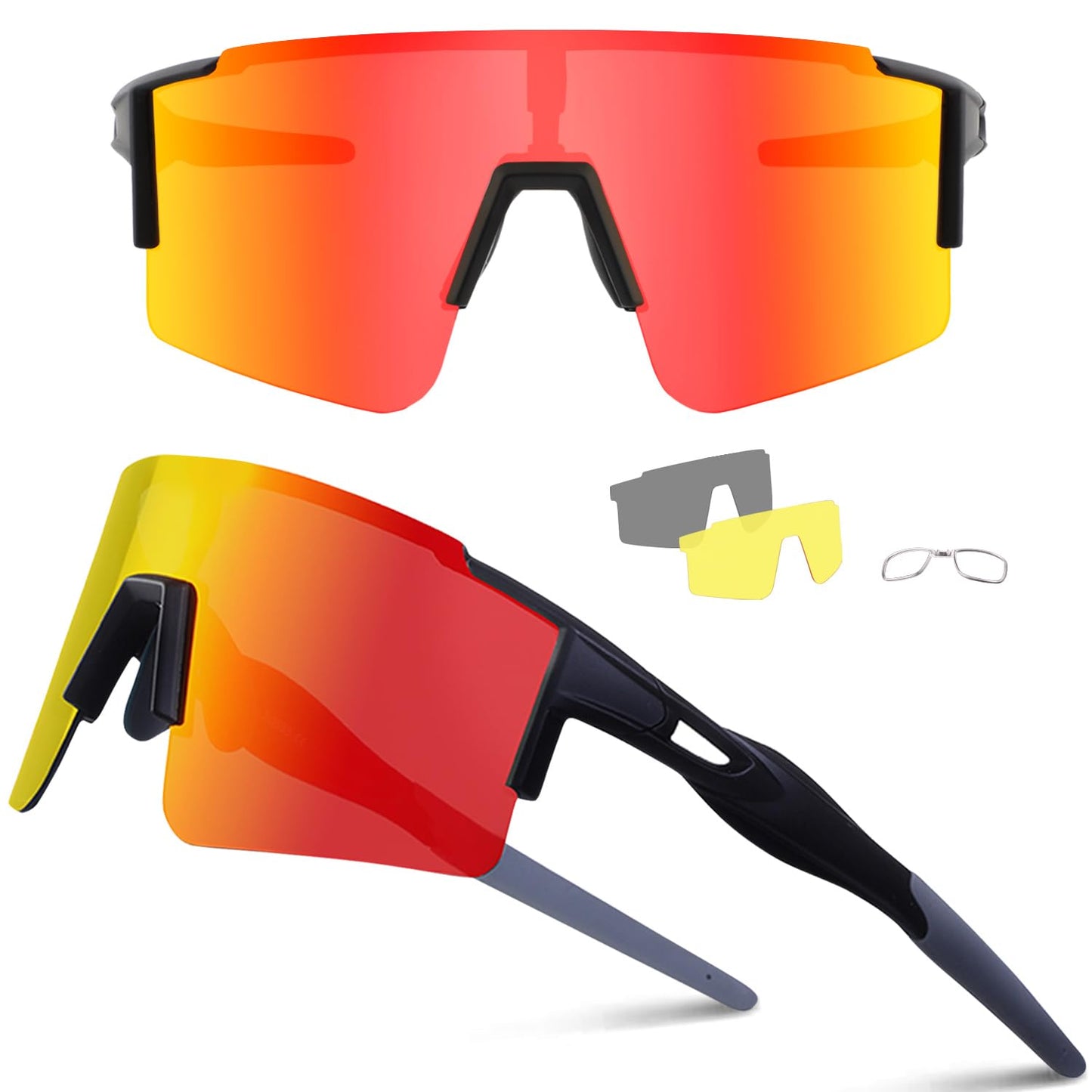 Ukoly Cycling Sunglasses for Men & Women - 3 Interchangeable Lenses, Polarized Sports Sunglasses