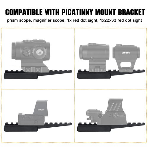 ohhunt Optic Riser 1/2 inch Height Picatinny Riser Low Profile Rail Riser 5.47 inch Length Red Dot Riser Mount Black