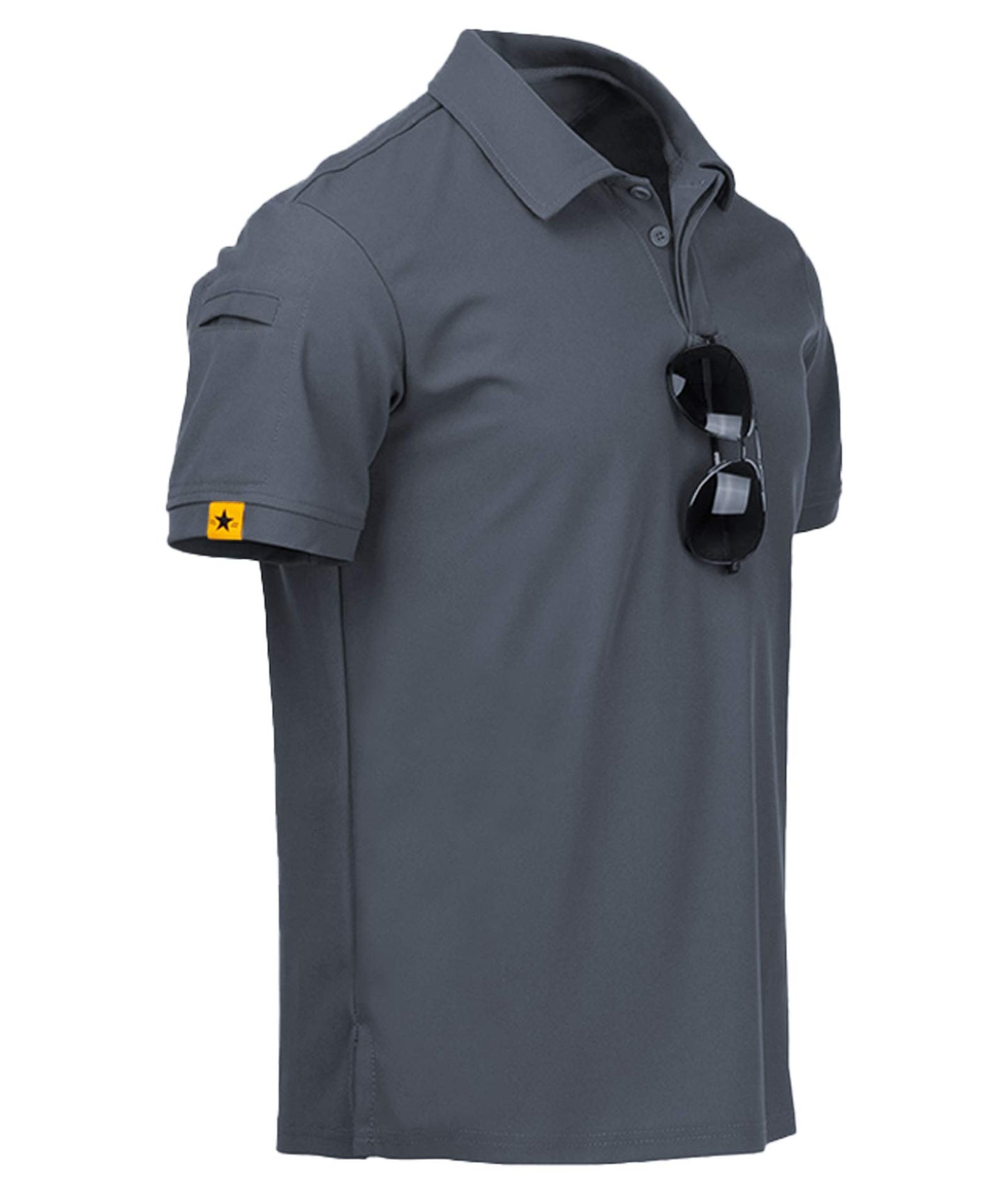 ZITY Mens Polo Shirt Short Sleeve Sports Tactical T-Shirt Athletic Golf Polos Daily Casual Stylish Collared Shirts for Men Grey X-Large