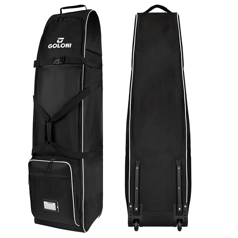 Golf Travel Bag with Wheels - Heavy Duty, Water Resistant Airline Case (Dark Black)