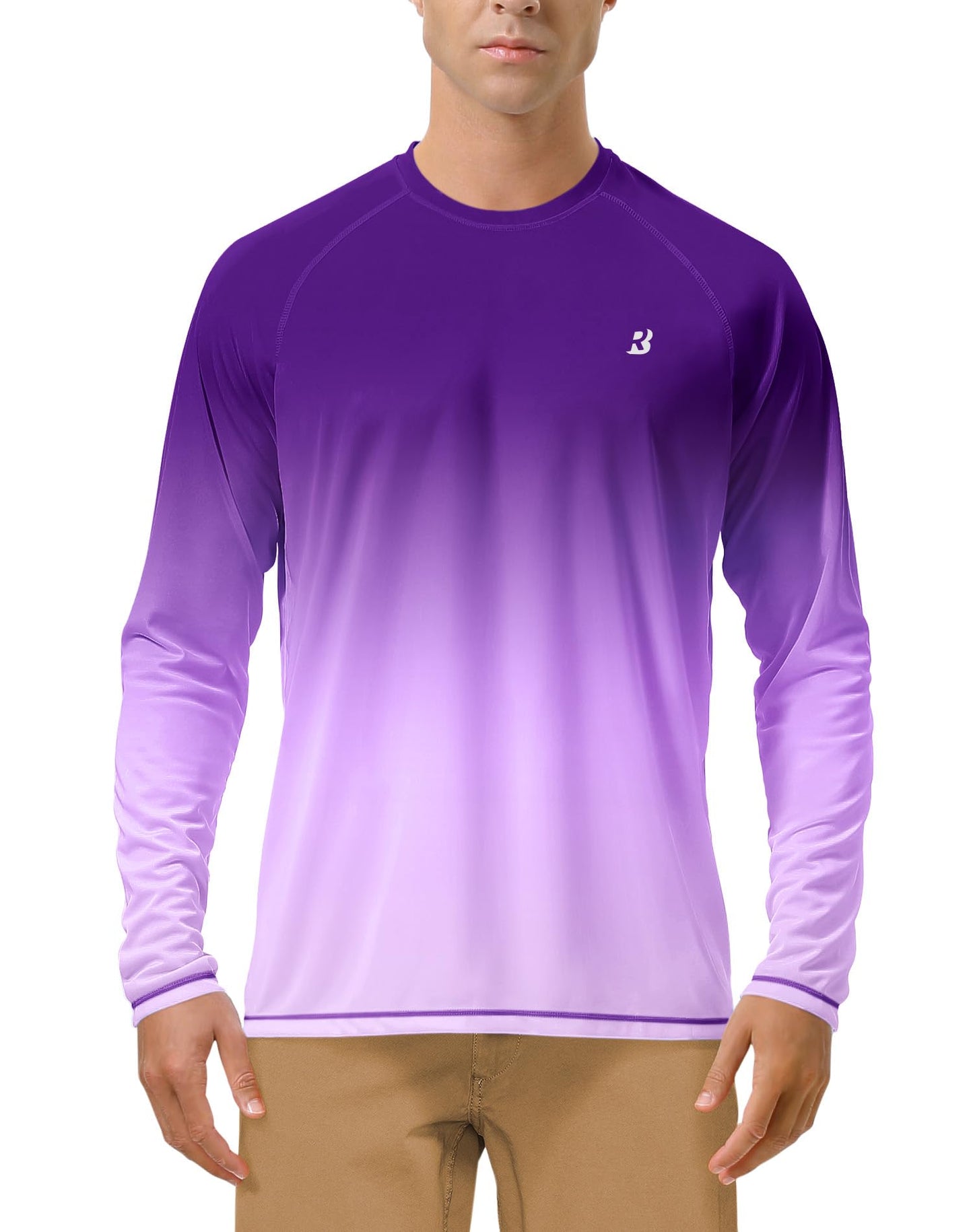 Roadbox Mens UPF 50+ Long Sleeve SPF Diving Rash Guard UV Sun Protection Shirts for Outdoor Fishing Hiking Swimming Running