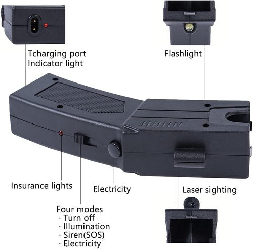 stun Gun 15ft Range with Flashlight Wrist Strap - Rechargeable Self-Defense Tool for Women, Men