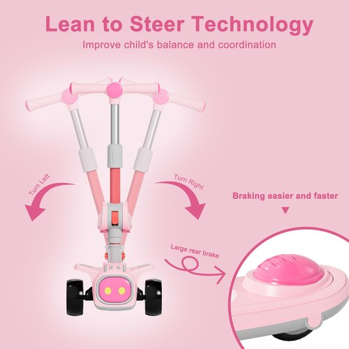 3 Wheel Scooter for Kids - Foldable & Unbreakable, 2-in-1 Kick Scooter with Music and Lights, Adjustable Height, Wide Deck, Flashing Wheel Lights, Easy for Beginner Toddlers Aged 3-8