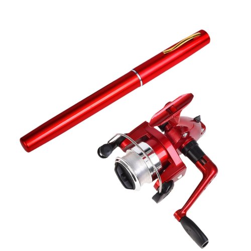 Yiju Compact Fishing Rod and Reel Combo for Travel and Outdoor Use, Red