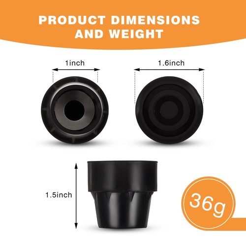 Innconee 8 Pieces Replacement Mini Trampoline Leg Caps, Black Rubber Caps Tips Fits 1" ID Chair Legs, Trampoline Parts Replacement