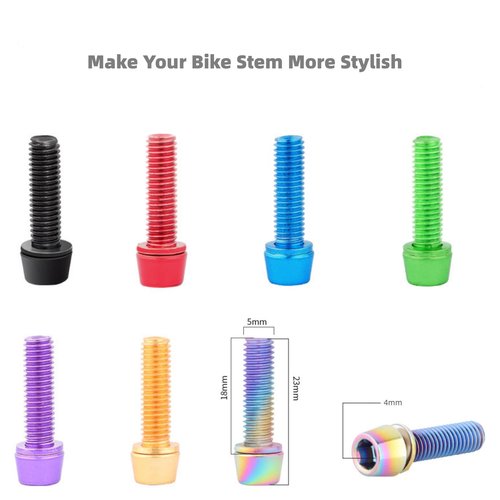 Bike Stem Bolts 6PCS M5x18mm Stem Bolts Screws Stainless Steel Bike Stem Parts with Washer for BMX MTB Road Bikes,Purple