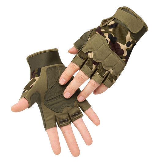 2 Pack Parachutist Half Finger Gloves, Protective Gloves for Motorcycle Cycling and Outdoor Activities