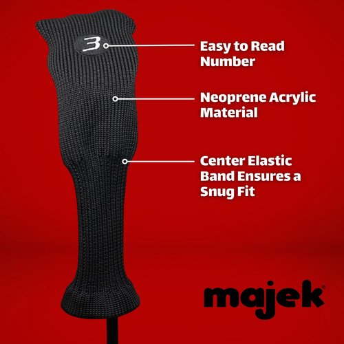 Right Handed Majek K5s Hybrid Set Senior Men's Standard with Midsize Grips Includes 3-PW Clubs with Black Hybrid Headcovers and Black Majek Golf Hat