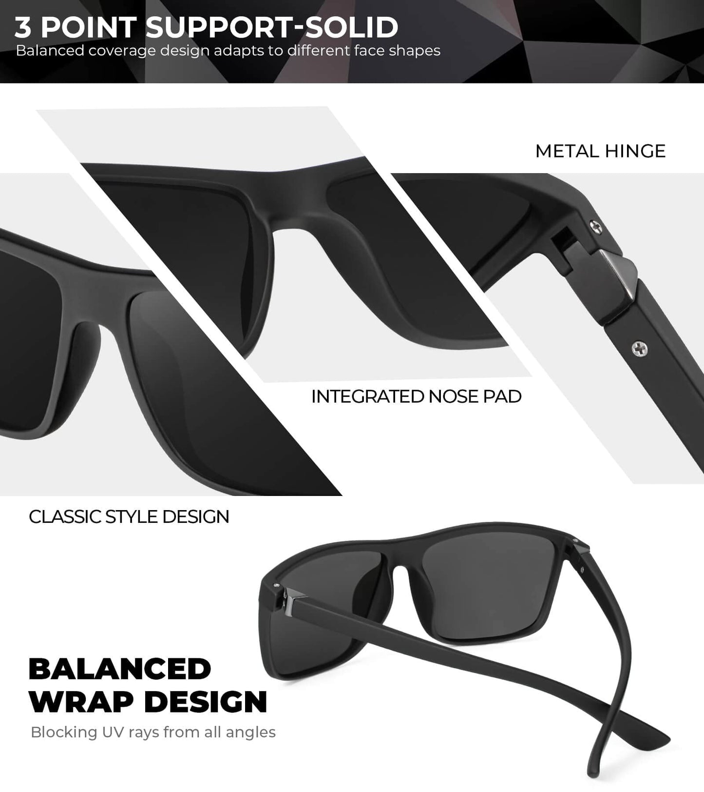 KALIYADI Polarized Mens Sun-Glasses Sunglasses-Men : Classic Sunglasses with UV Protection for Fishing Driving Golf