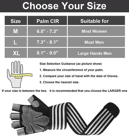 SUJAYU Workout Gloves for Men Workout Gloves Women, Wristband Weight Lifting Glove Breathable, Silicone Anti-Slip Weightlifting Glove Gym Accessories (Black, Medium)