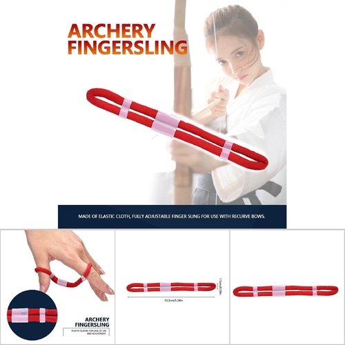 Joyzan Archery Finger Sling, Adjustable Fingersling Soft Elastic Cloth Shoot Padded Wear Resistant Traditional Outdoor Recurve Bow Hunting Trainer Clicker Shooting Accessories Barebow Longbow