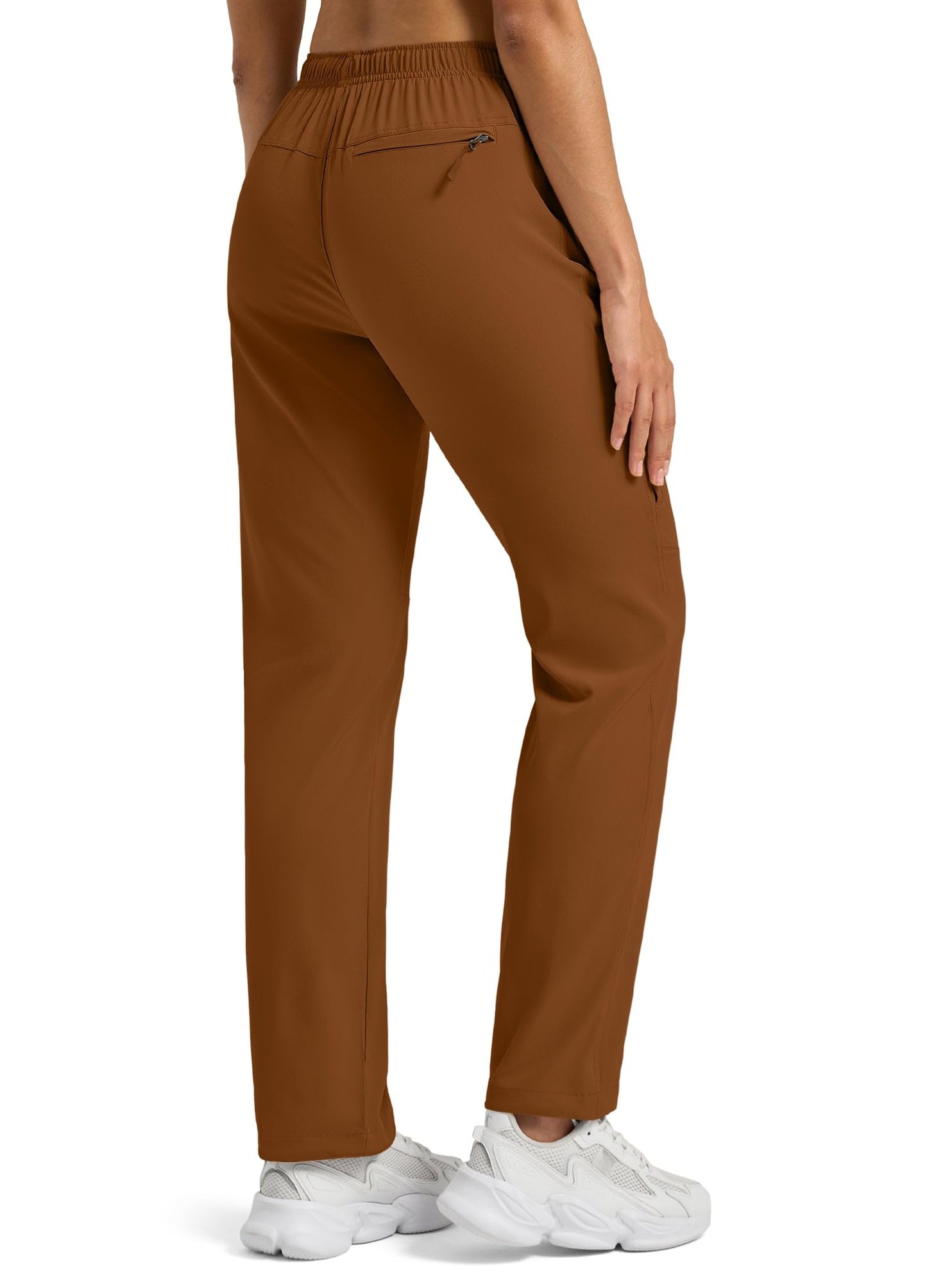 Willit Womens Hiking Pants Quick Dry Cargo Pants Lightweight Water Resistant Travel Golf Work Zipper Pockets Regular 29'' Brown L