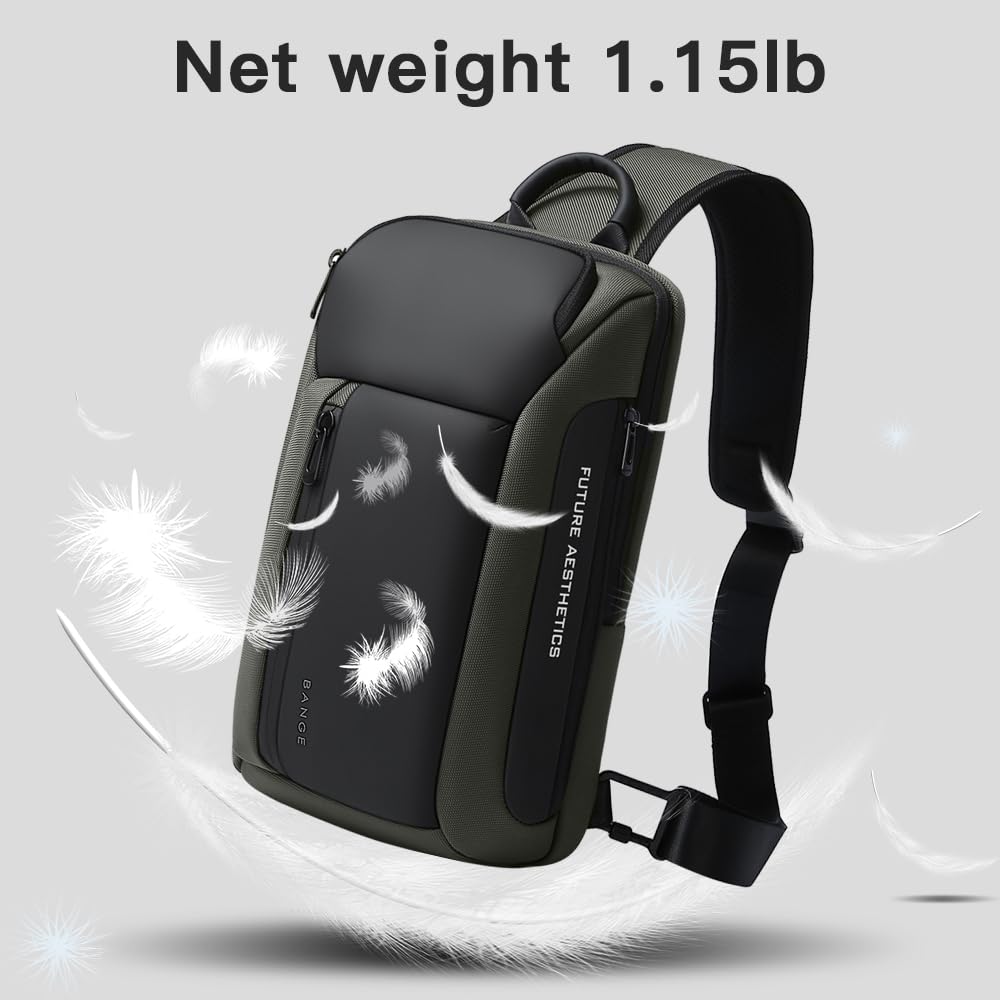 BANGE Men's Sling Bag, Waterproof Men's Chest Bag Shoulder bags Crossbody Sling Backpack for Men…