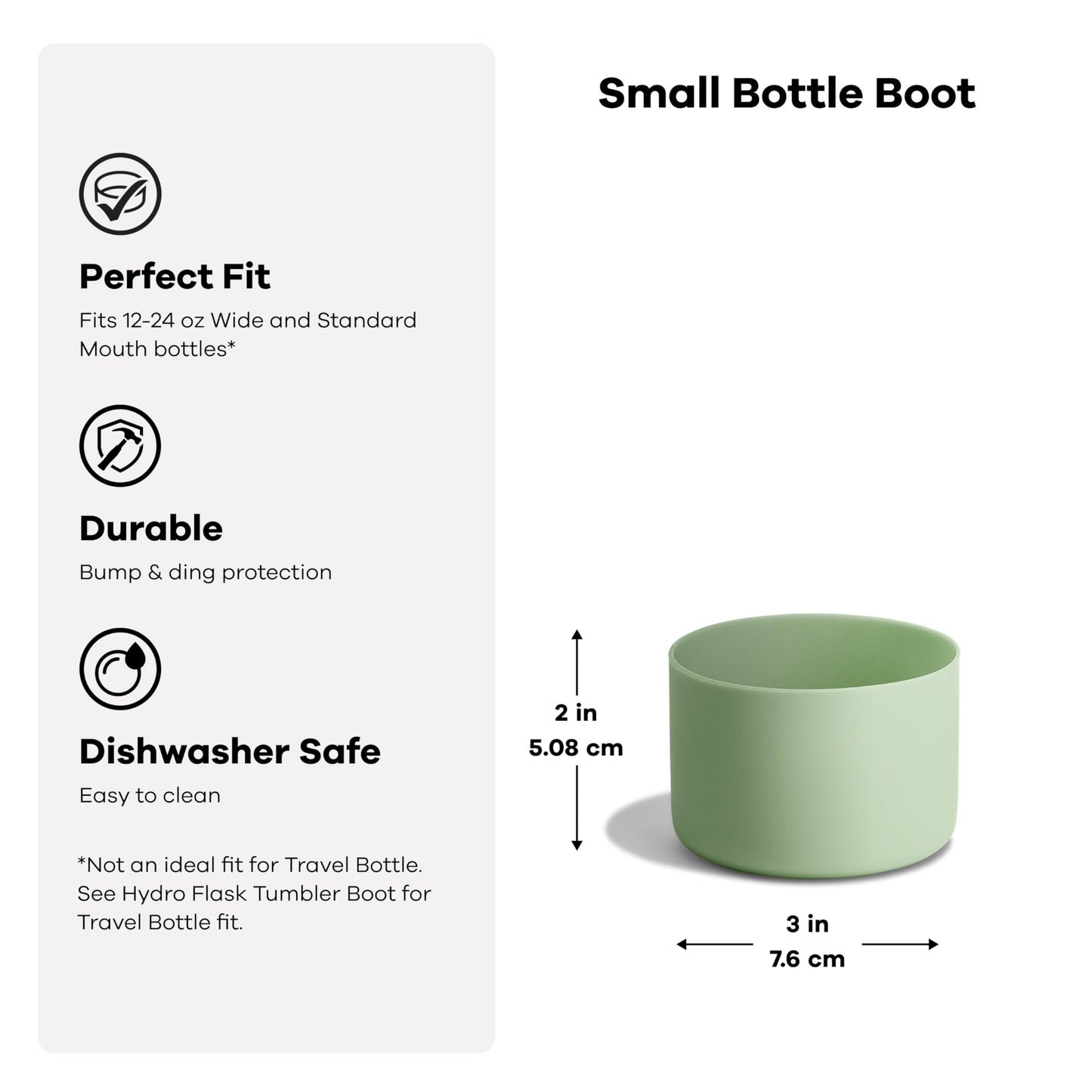 Hydro Flask Bottle Boot – Bottom Protector Sleeve – Silicone Water Bottle Accessory Small Aloe Green