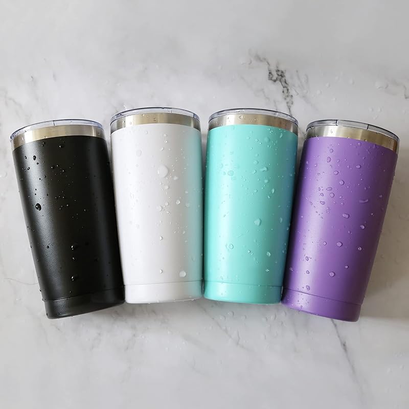 Deitybless 8 Pack 20oz Insulated Tumbler Cups with Lids – Stainless Steel Double Wall, Assorted Colors